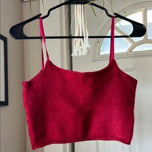 American Apparel Red Sleeveless Crop Woven tank top